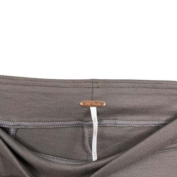 Free People Women Leggings Stretch Slimming Knit Panel Ribbed Cuff Brown Sz XS - Picture 3 of 5